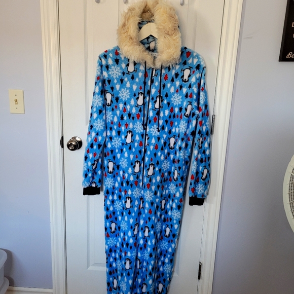 Blue Penguin Onezie with Hood - Picture 1 of 2
